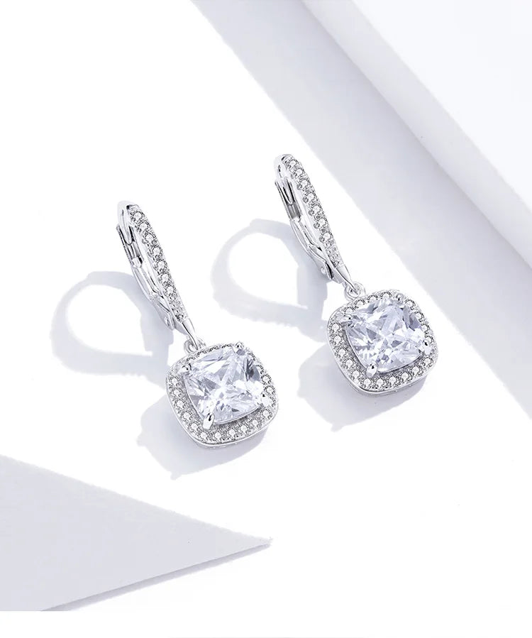 Dazzling Cubic Zircon Drop Earrings - 925 Sterling Silver Dazzling Cubic Zircon Drop Earrings - 925 Sterling Silver